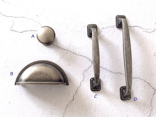 3,5" Cup Pull 4" Centers Antik Zinn Schublade zieht Schrank Griffe