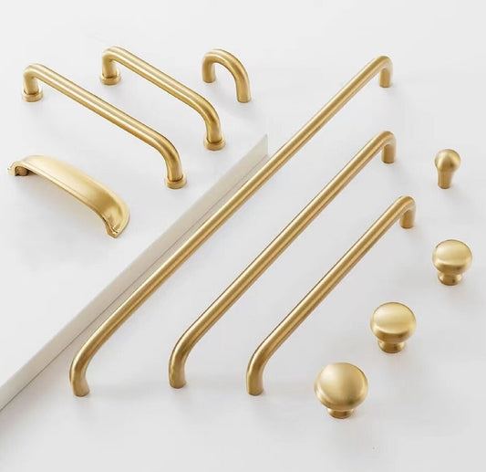 Brushed Brass D Cabinet Pulls, Cup Handles, Kitchen Hardware