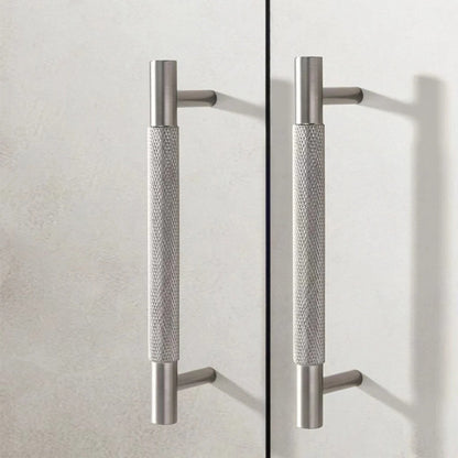 Knurled Cabinet Bar Pulls Solid Brass, Brushed Nickel, Modern Kitchen Hardware
