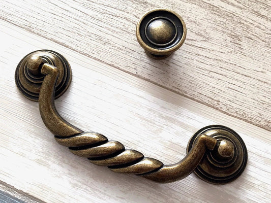 4 1/2" Bail Drawer Pull Handles Antique Bronze Drop Handle 4.5 Inch Centers