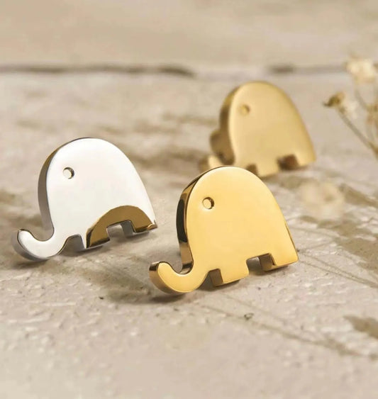 Elephant Brass Knobs, Nursery Dresser Pull, Kids Cabinet Hardware, Animal Gold Polished Chrome