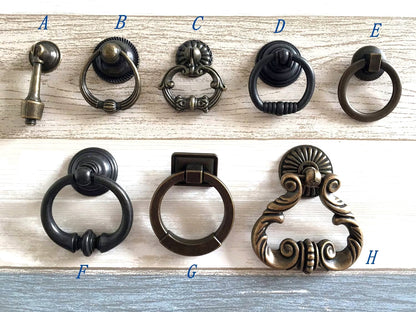 Vintage Style Drop Ring Drawer Pull Antique Bronze