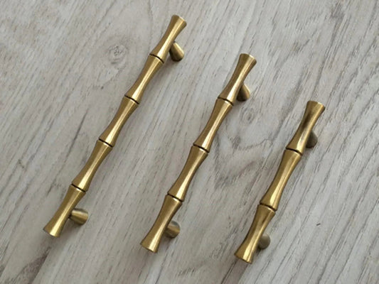 2.5" 3.75" 5" Bamboo Drawer Pull Cabinet Handle Brushed Bronze