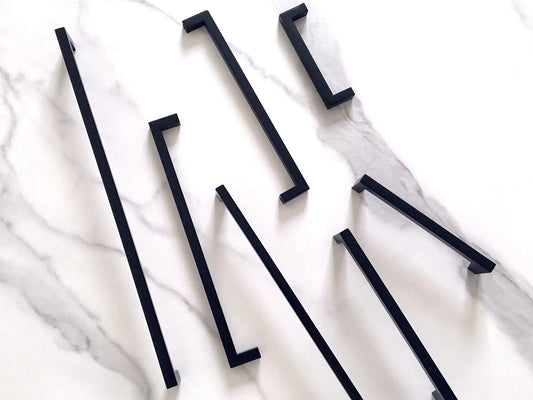 Black Slim Square Drawer Bar Pulls, Minimalist Wardrobe Handles, Kitchen Cabinet Hardware