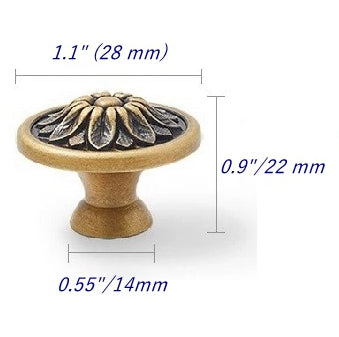 Solid Brass Cabinet Button Knob - Antique Bronze