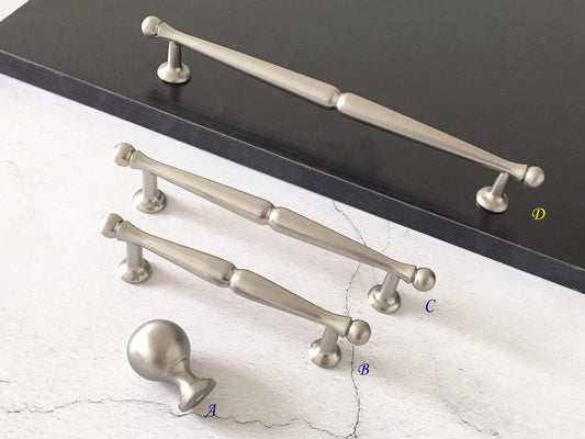Brushed Nickel Cabinet Bar Handles, Kitchen Hardware, 3.75" 5" 7.5" Centers
