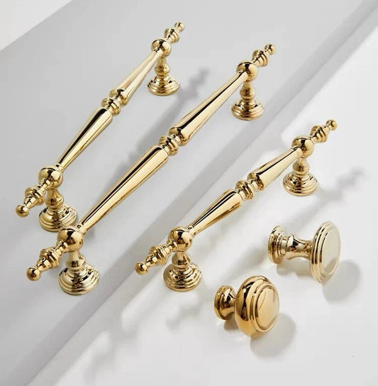 Polished Gold Brass Cabinet Bar Pulls European Style Luxury Shiny