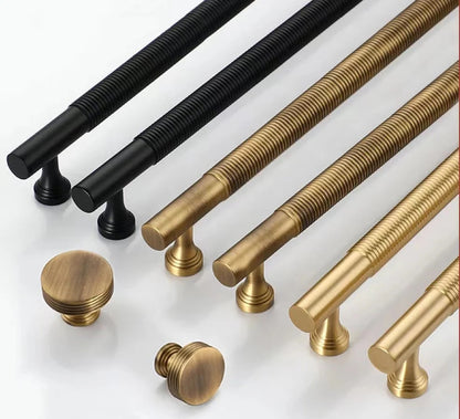 Brass Fluted Cabinet Pulls, Classic Wardrobe Handles, Kitchen Hardware, Black Gold Bronze