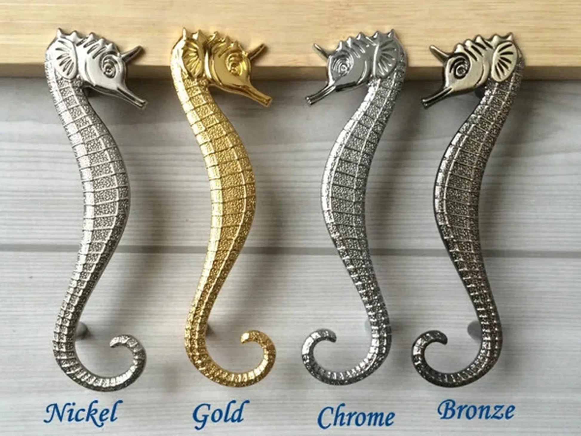 3.75" Pair of Seahorse Cabinet Door Handles - Nautical Drawer Pulls - LynnsHardware