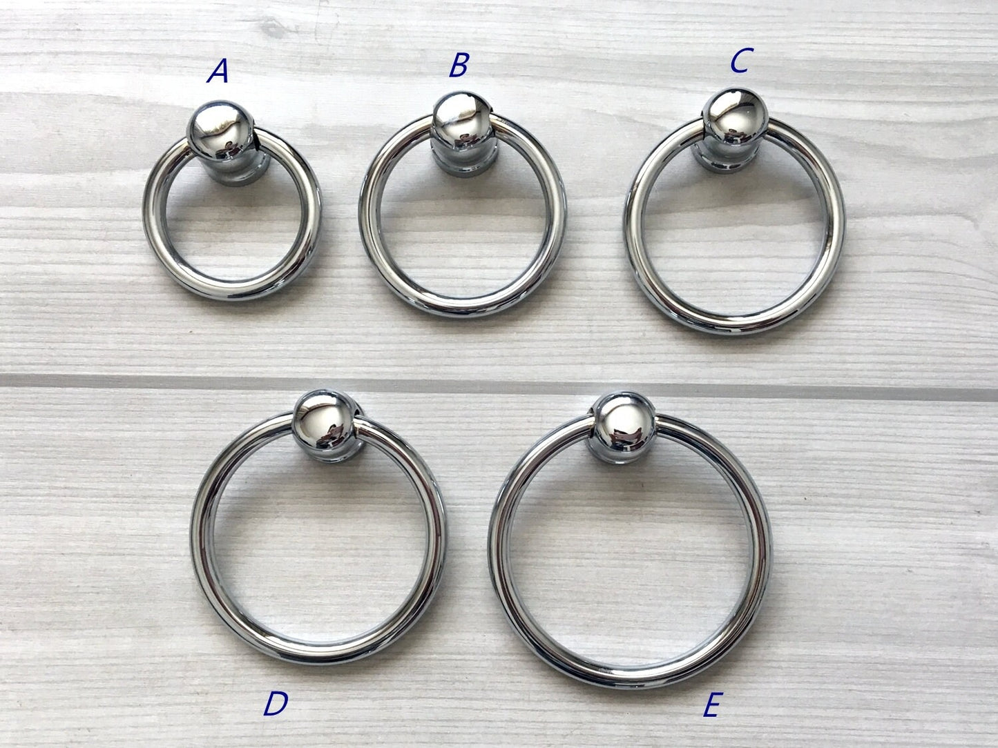 Polished Chrome silver Drop Ring Drawer Pulls