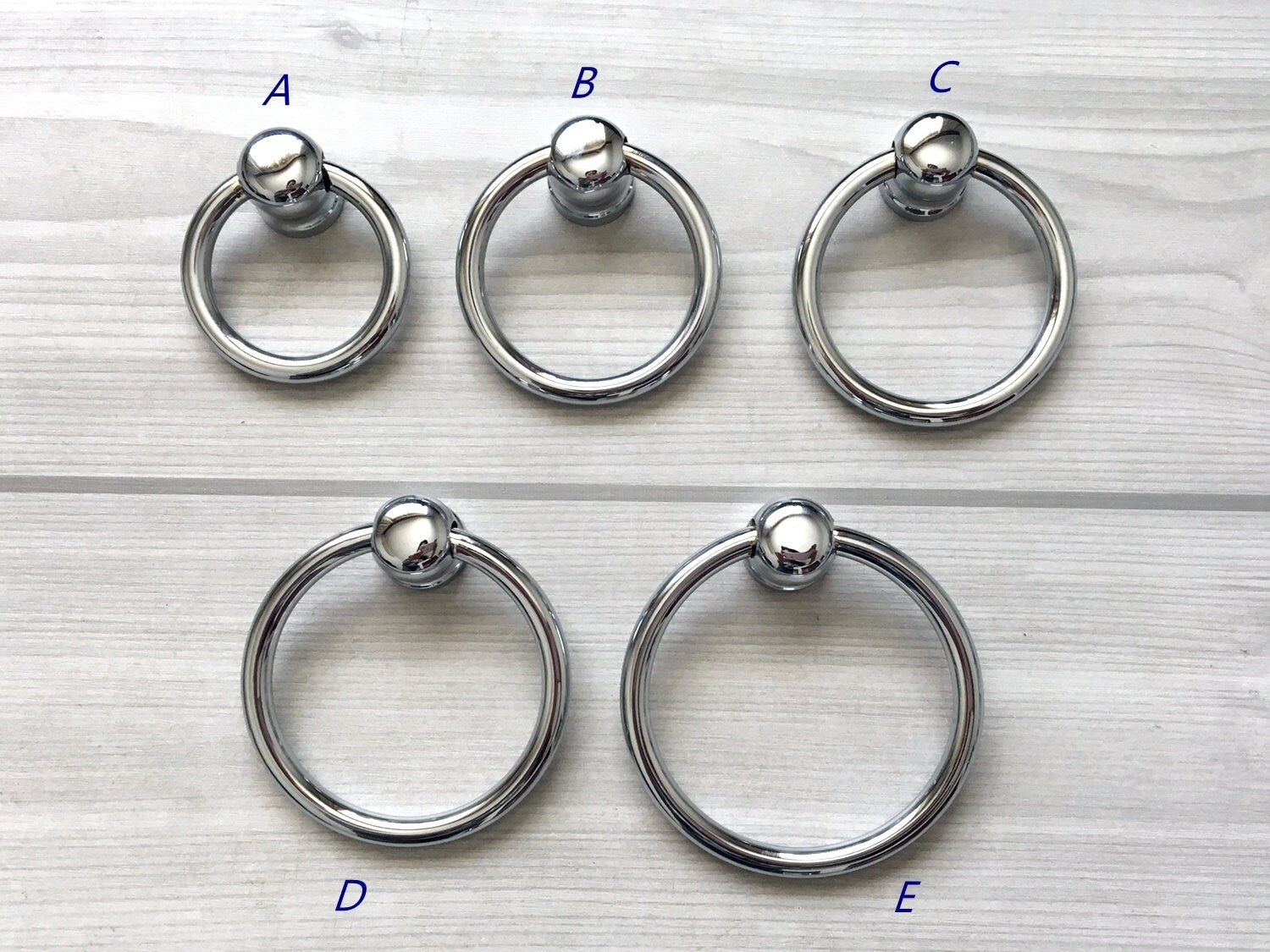 Polished Chrome silver Drop Ring Drawer Pulls