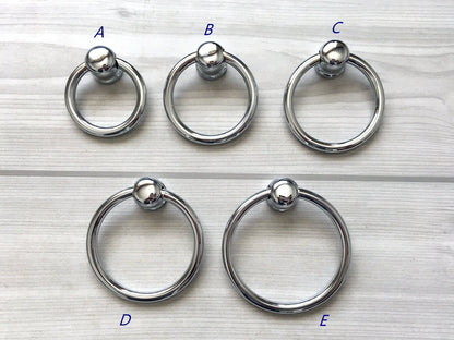 Polished Chrome silver Drop Ring Drawer Pulls