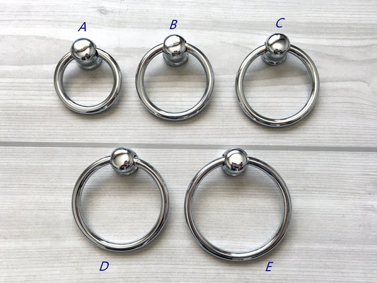 Polished Chrome silver Drop Ring Drawer Pulls