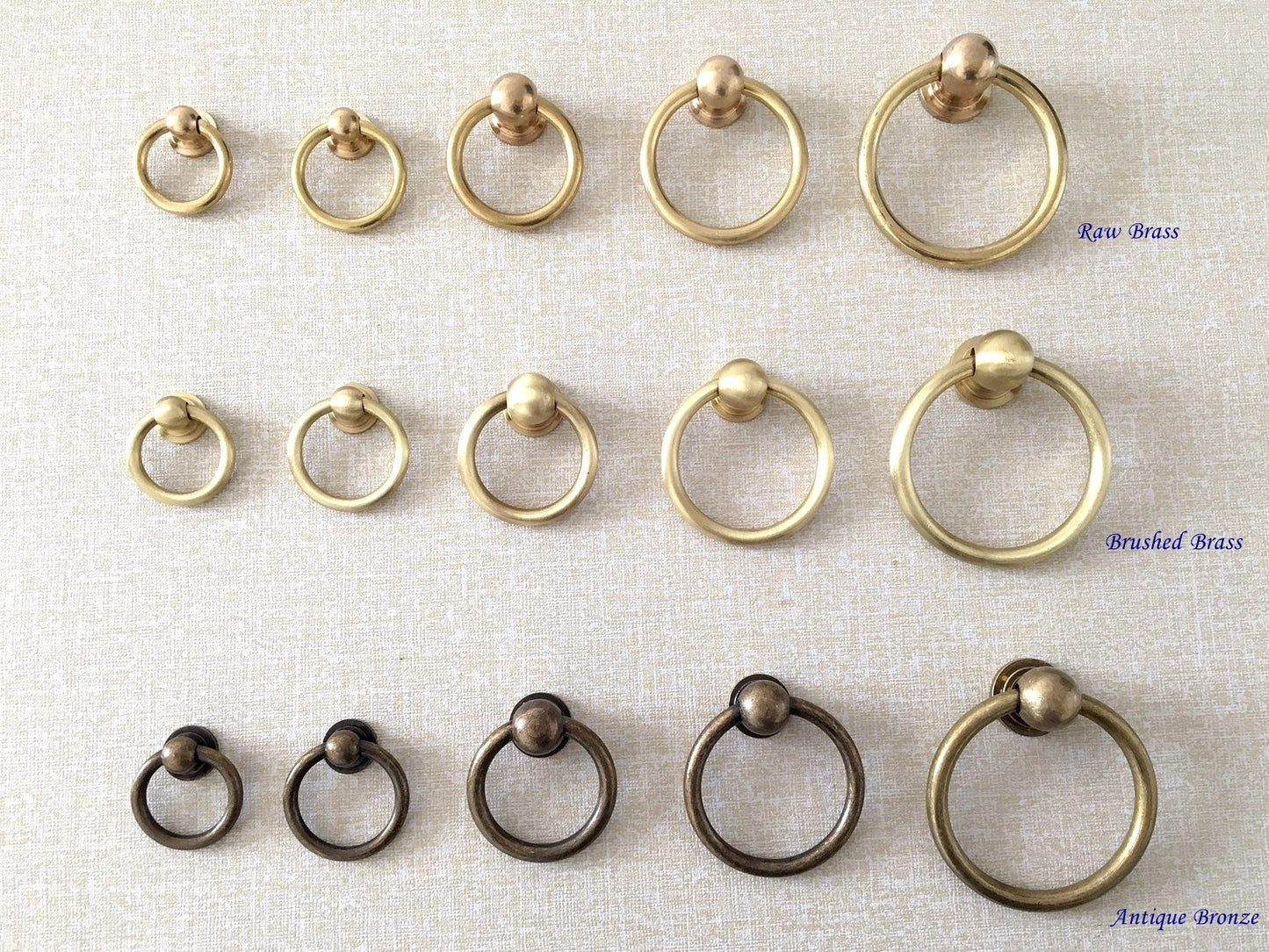 Ring Pull Brass Drop Knob Handles Bronze Unlaquered Vintage Style