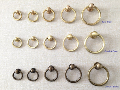 Ring Pull Brass Drop Knob Handles Bronze Unlaquered Vintage Style