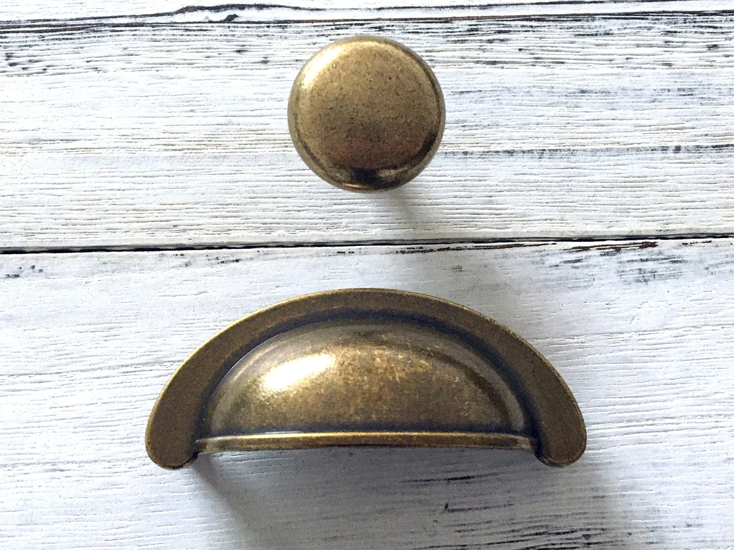 2.75 Inches Antique Bronze Cup Drawer Pull 70 mm MCM Vintage Style