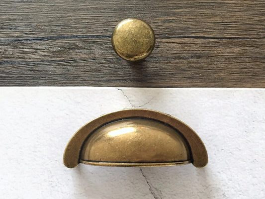 2.75 Inches Antique Bronze Cup Drawer Pull 70 mm