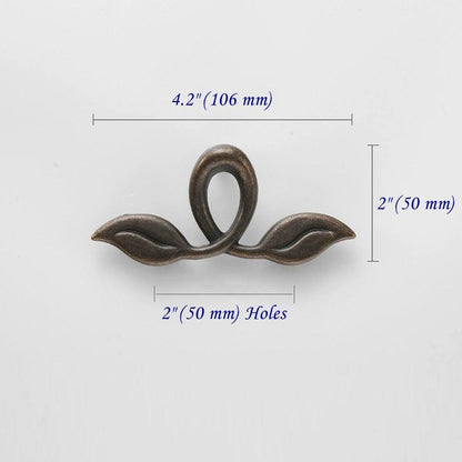 2 Inch Antique Bronze Drawer Pull Leaf