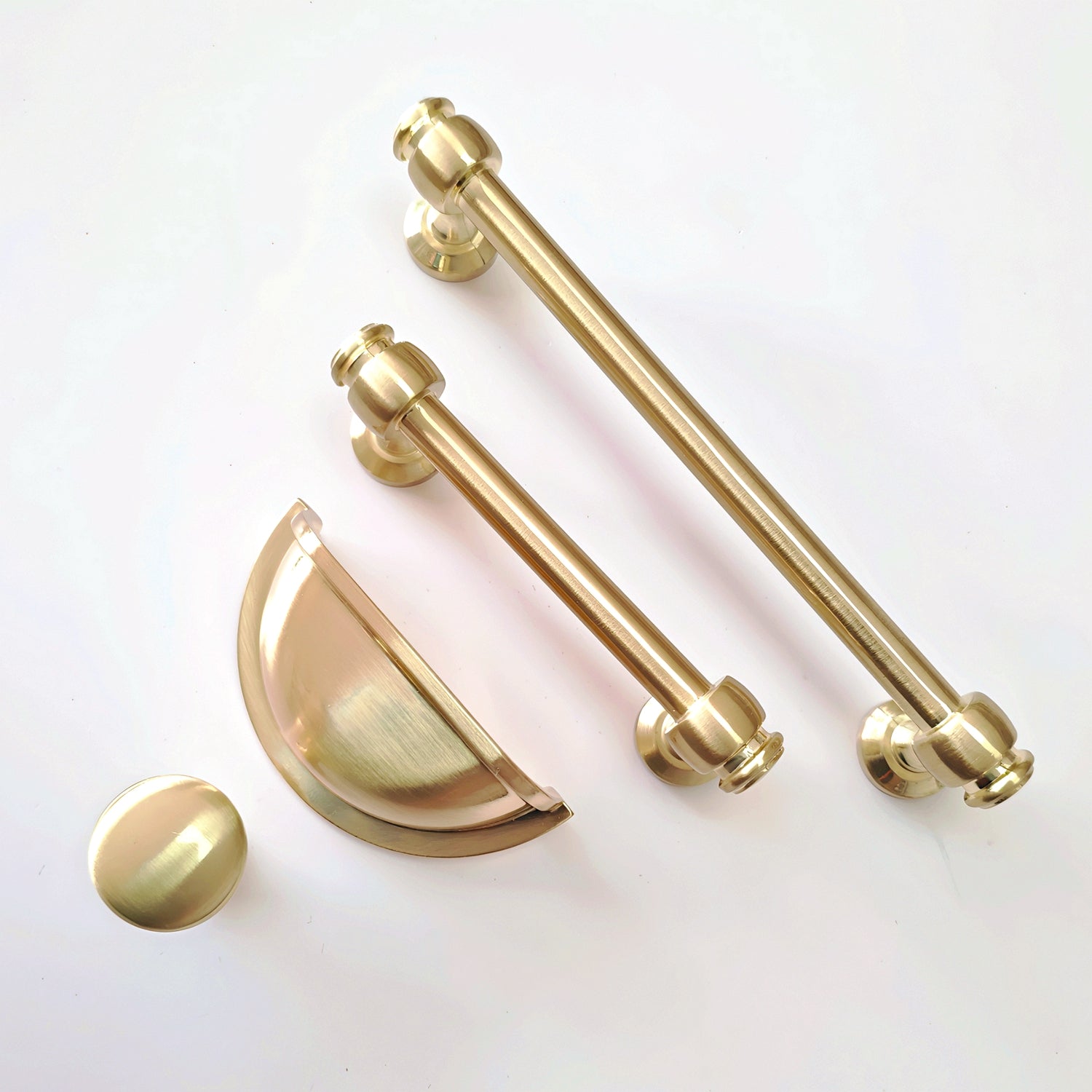3" 3.5" 6" centers Brushed Gold Cabinet Bar Handle & Cup Drawer Pull