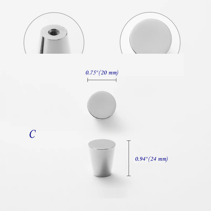 Cone Brass Drawer Knobs - Polished Chrome - LynnsHardware