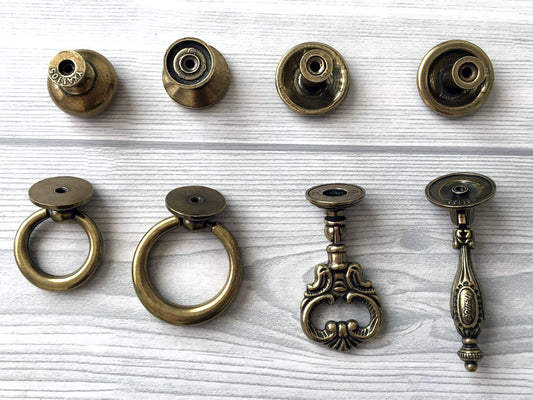 Antique Bronze Drawer Knob, Cabinet Door Pulls, Drop Ring Vintage Style Hardware