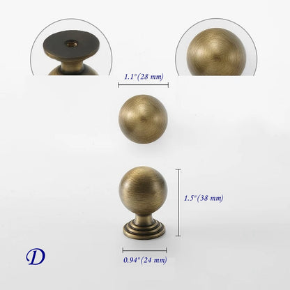 Brass Antique Bronze Cabinet Ball Knob, Beehive Drawer Pull, Retro Kitchen Hardware