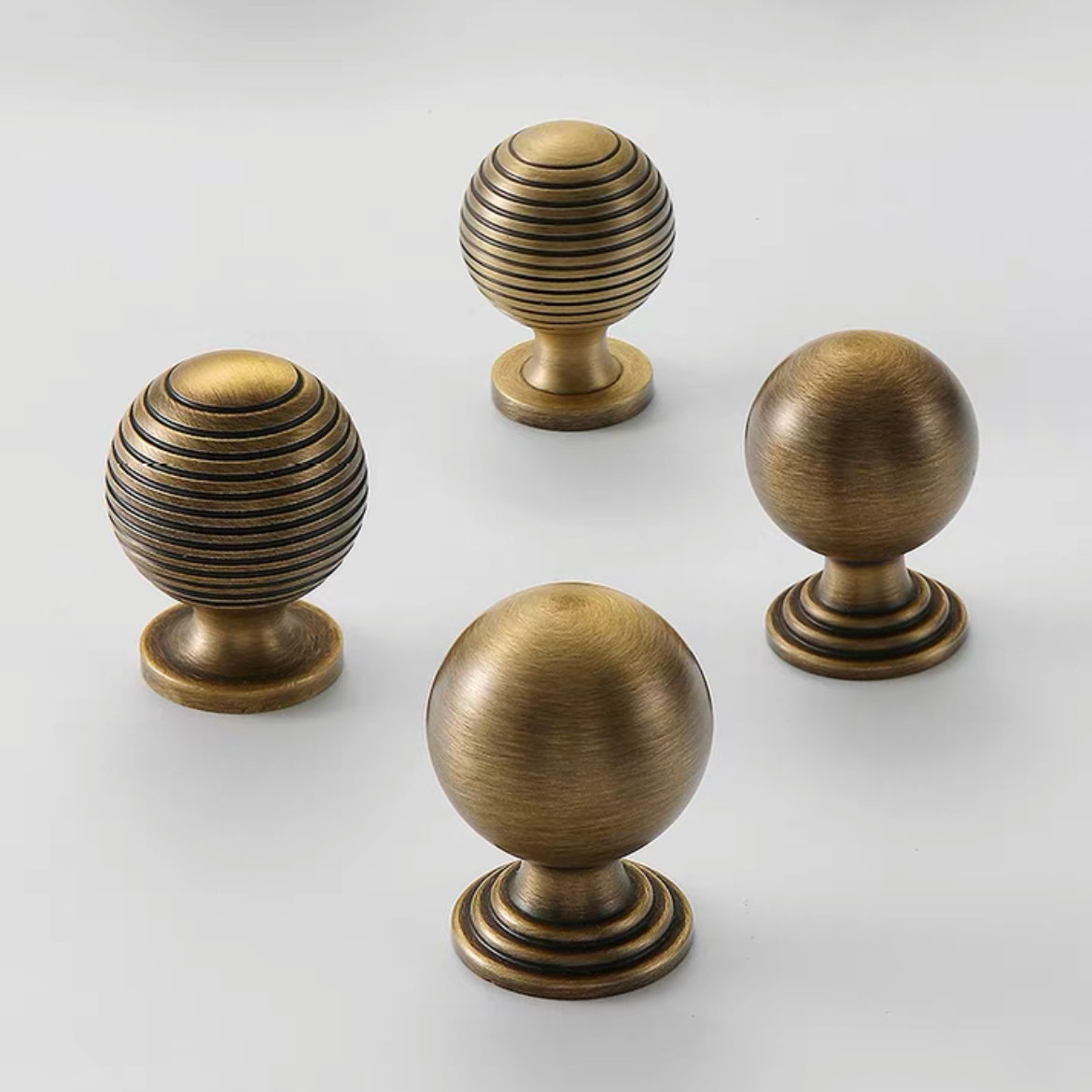 Brass Antique Bronze Cabinet Ball Knob, Beehive Drawer Pull, Retro Kitchen Hardware