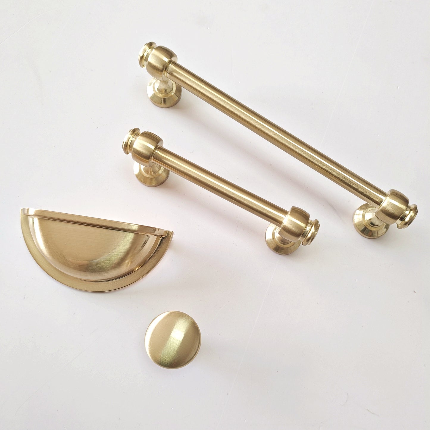 3" 3.5" 6" centers Brushed Gold Cabinet Bar Handle & Cup Drawer Pull