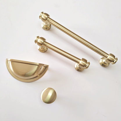 3" 3.5" 6" centers Brushed Gold Cabinet Bar Handle & Cup Drawer Pull
