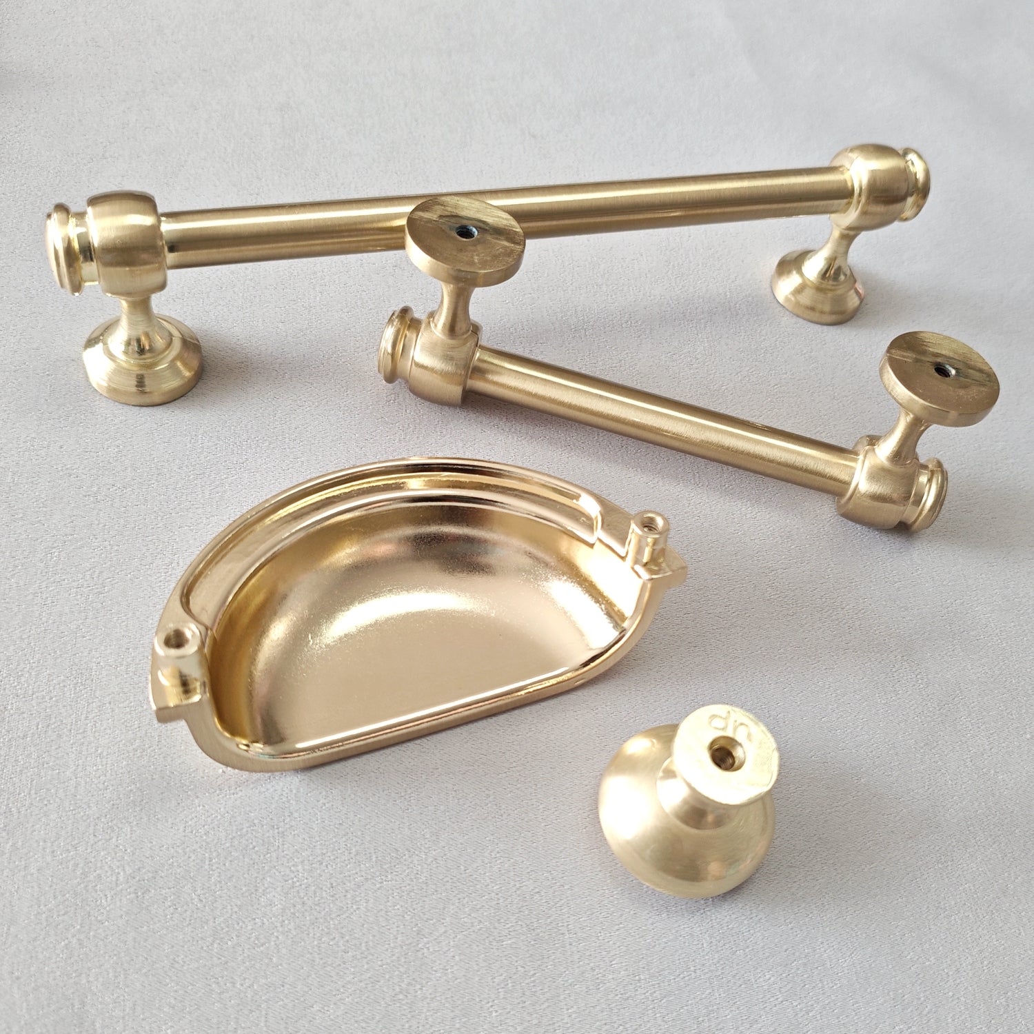 3" 3.5" 6" centers Brushed Gold Cabinet Bar Handle & Cup Drawer Pull