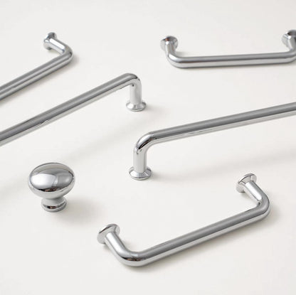 Polished Chrome Cupboard D Handle | Minimalist Cabinet Pull - 96 128 192 mm