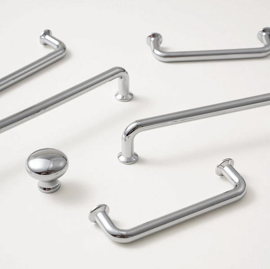 Polished Chrome Cupboard D Handle | Minimalist Cabinet Pull - 96 128 192 mm