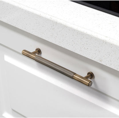 Fluted Brass Cabinet Pulls 96 128 160 224 256 320 mm, Antique Bronze Knurled Kitchen Hardware