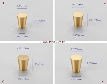 Cone Brass Knob, Taper Cabinet Pulls, MCM Kithcen Hardware, Gold Black Bronze