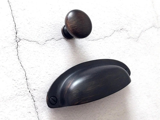 3.5" Centers Cup Drawer Pulls, Retro Cabinet Hardware, Oil Rubbed Bronze