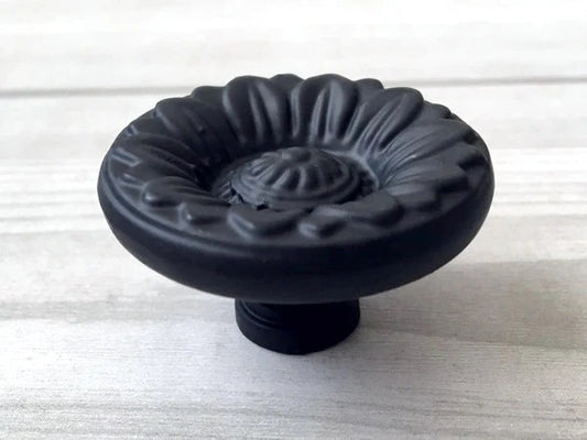 Black Leafy Cabinet Drawer Pulls, Floral Knob, Pair Vertical Handles