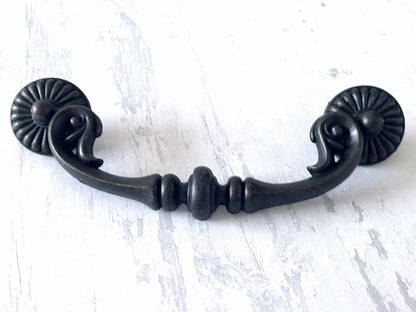 5“ Vintage Style Bail Drawer Pulls Drop Handle, Dark Antique Bronze, 128 mm Centers