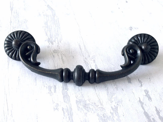 5“ Vintage Style Bail Drawer Pulls Drop Handle, Dark Antique Bronze, 128 mm Centers