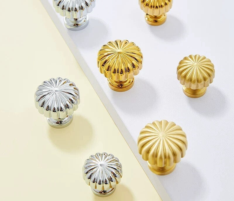 Brass Pumpkin Cabinet Knob, Gold Chrome Antique Bronze