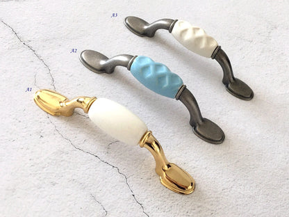 3" Centers Drawer Pulls, Cabinet Handle Hardware, 76 mm Holes, Ceramic
