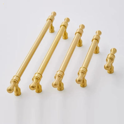 Cabinet Bar Pulls, Solid Brass, Brushed Gold, Modern Mid Century Kitchen Hardware