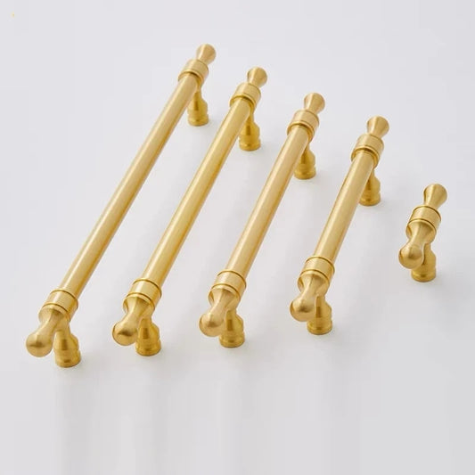 Cabinet Bar Pulls, Solid Brass, Brushed Gold, Modern Mid Century Kitchen Hardware