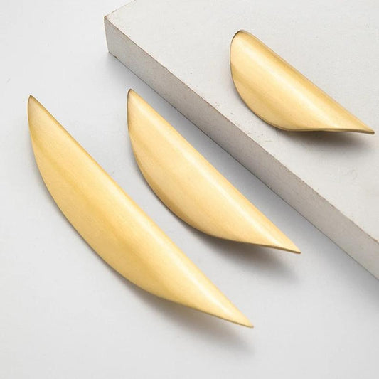 1.25" 2.5" 3.75" Brass Drawer Pull, Finger Handles, Brushed Gold