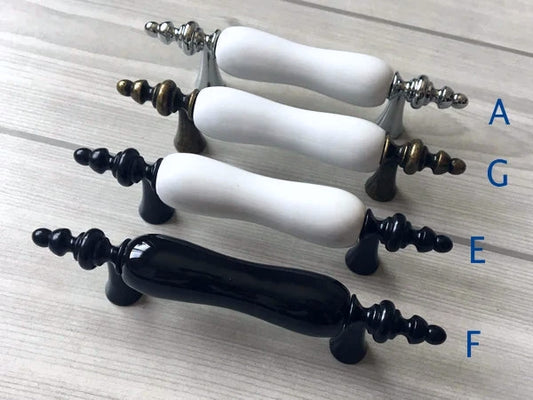 3" Centers Porcelain Cabinet Pull, Ceramic Drawer Handles 76 mm Holes