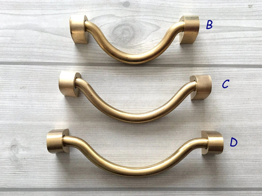 3.75” 4" 4.5" 5" Brass Bail Drawer Pull, Drop Swing Handle, MCM Kitchen Cabinet Hardware