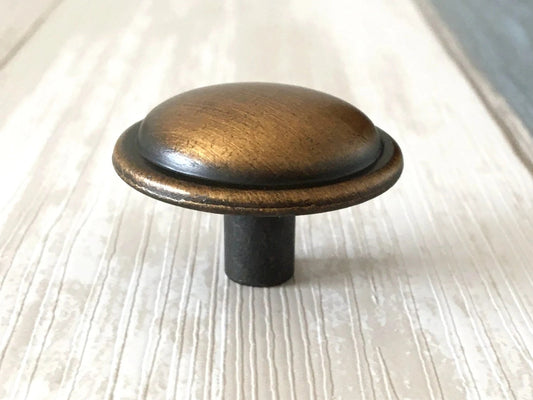 3.25" Centers Vintage Style Bail Drawer Pull with matching knob, Antique Gold Brass