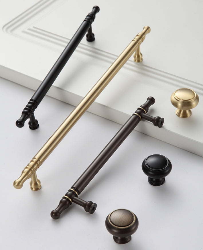 Solid Brass Cabinet Bar Pulls, Brushed Gold Brass, Matte Black, Coffee Bronze