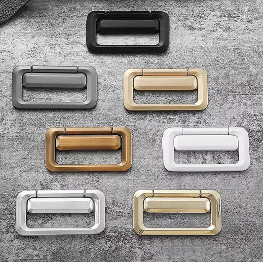 2.5" Holes Square Flat Bail Drawer Pulls Invisible, Gray Nickel Gold White Black, 64 mm Centers