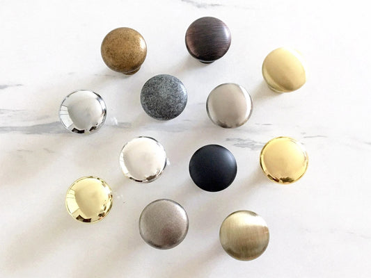 Round Cabinet Knobs, Drawer Pulls, Gold Pewter Nickel Bronze, Kitchen Hardware