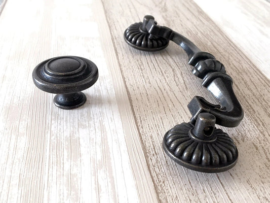 4 1/2" Vintage Style Antique Black Bail Drawer Pull | Kitchen Cabinet Knob